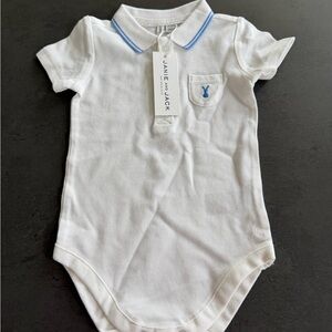 Janie and Jack White Onesie with Blue Trim